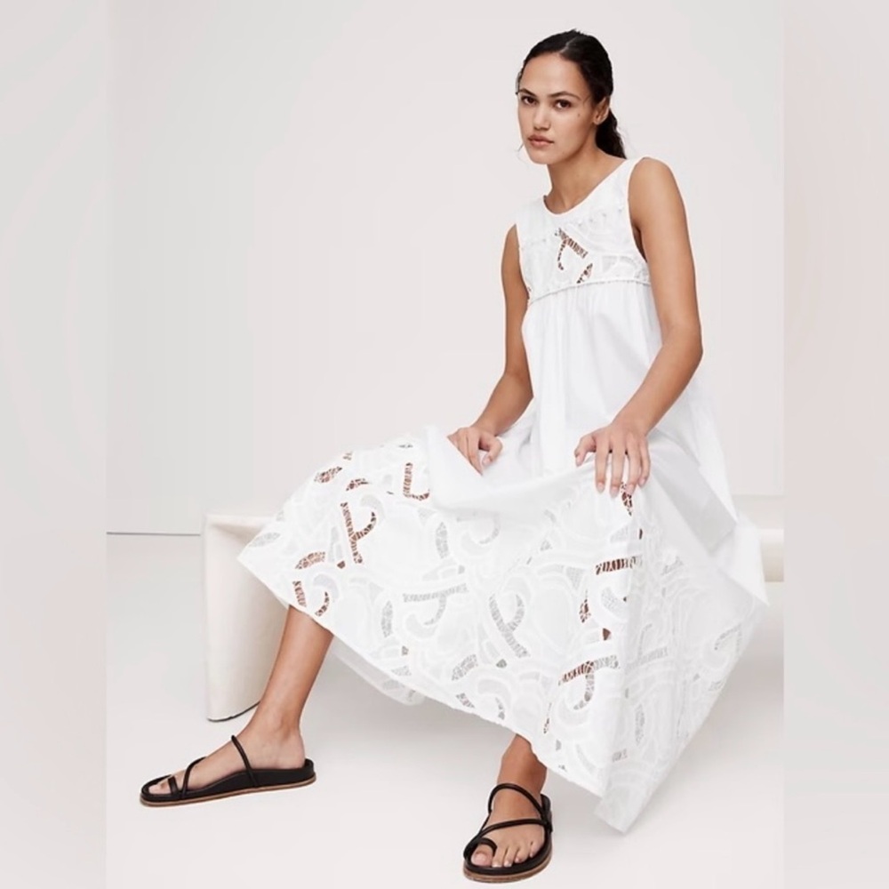 Banana Republic Cotton poplin Elegant White Sleeveless Dress size Medium New